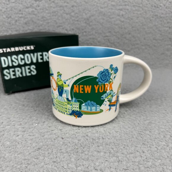 Starbucks Mug Discovery Series New York State 14 fl oz White Blue 2024 Coffee - Picture 1 of 11